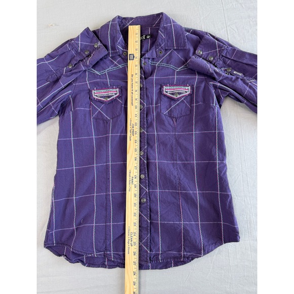 Cruel Girl Western Shirt‎ Large Embroidered Pockets Metal Snaps Long Sleeve - Picture 5 of 10